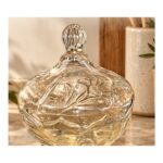 Bombonera de vidrio con patas y relieve Abba Shirley