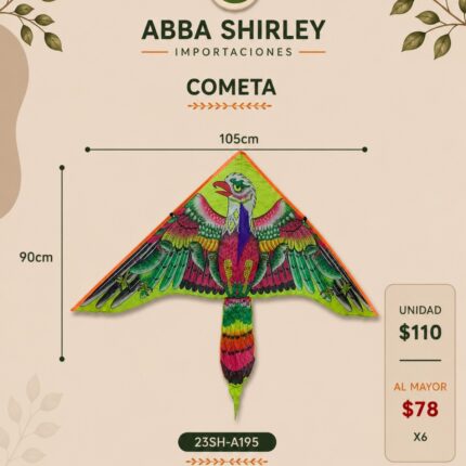 Cometa Pájaro multicolor en uso, Abba Shirley