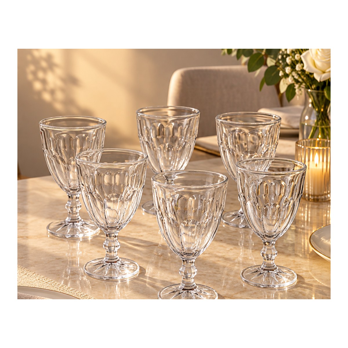 Set de 6 copas de vidrio clásicas SH1756 Set de 6 copas de vidrio clásicas Abba Shirley