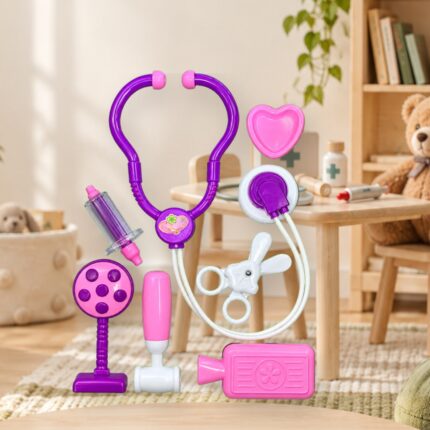 Set médico violeta con conejito Abba Shirley