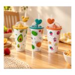Vaso con tapa domo y sorbito Frutitas Abba Shirley